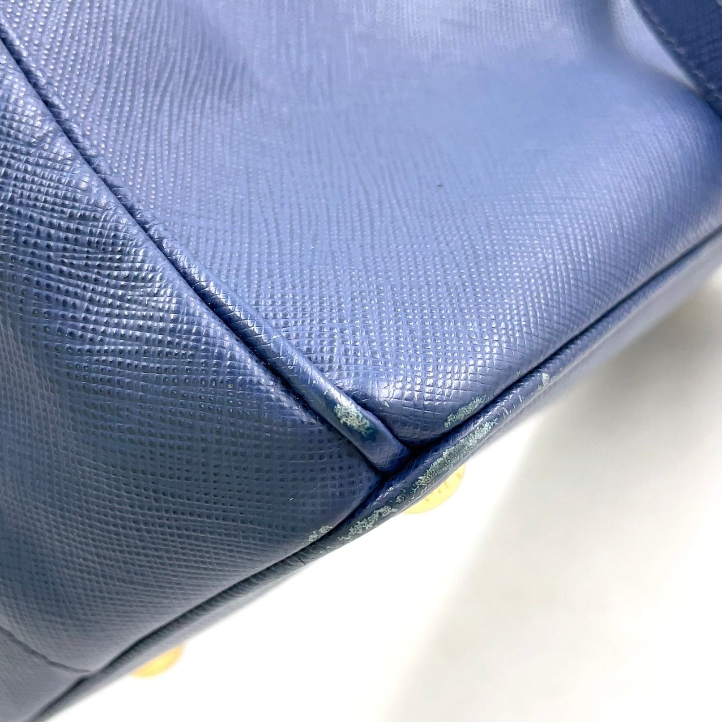 Prada Galleria 2-Way Shoulder Leather Blue Handbag Gold — view 6