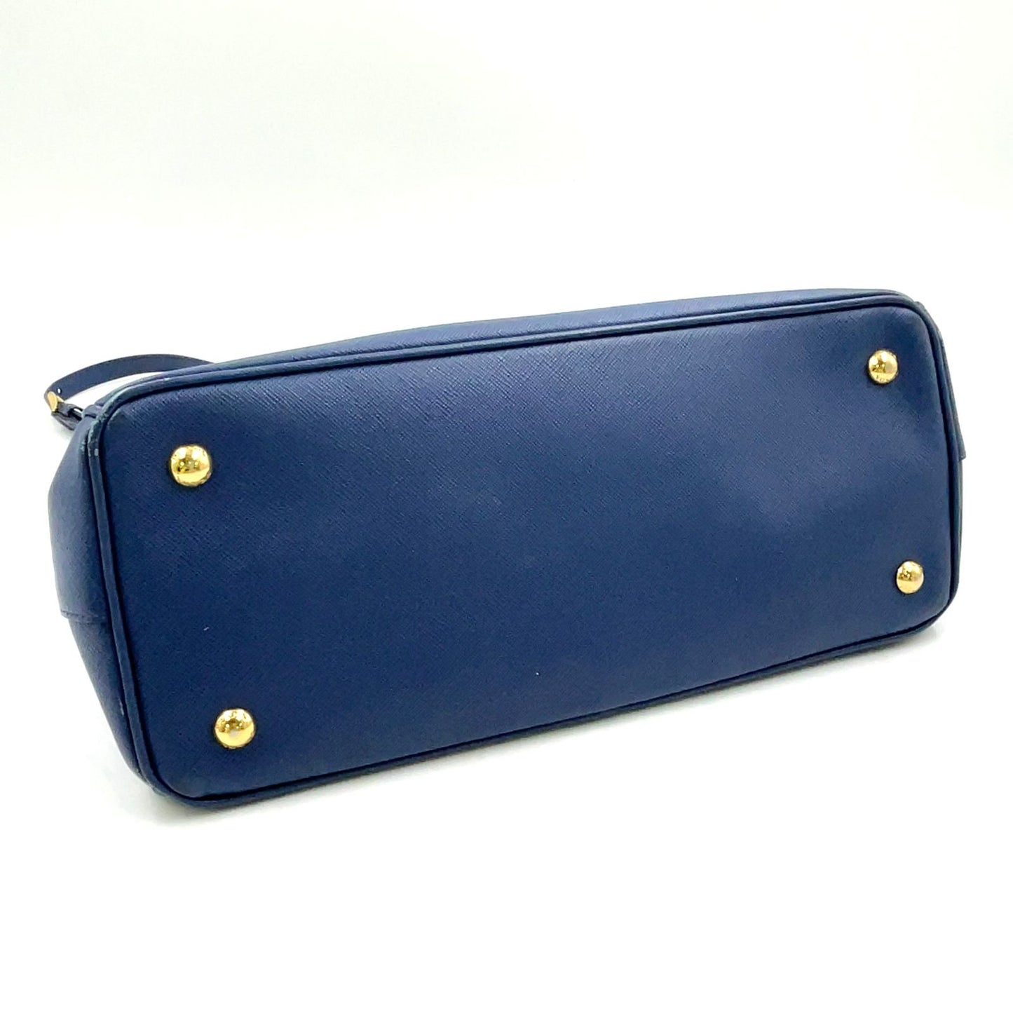 Prada Galleria 2-Way Shoulder Leather Blue Handbag Gold — view 5