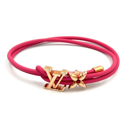 Louis Vuitton LV Blue Leather Metal Pink Bracelet Gold