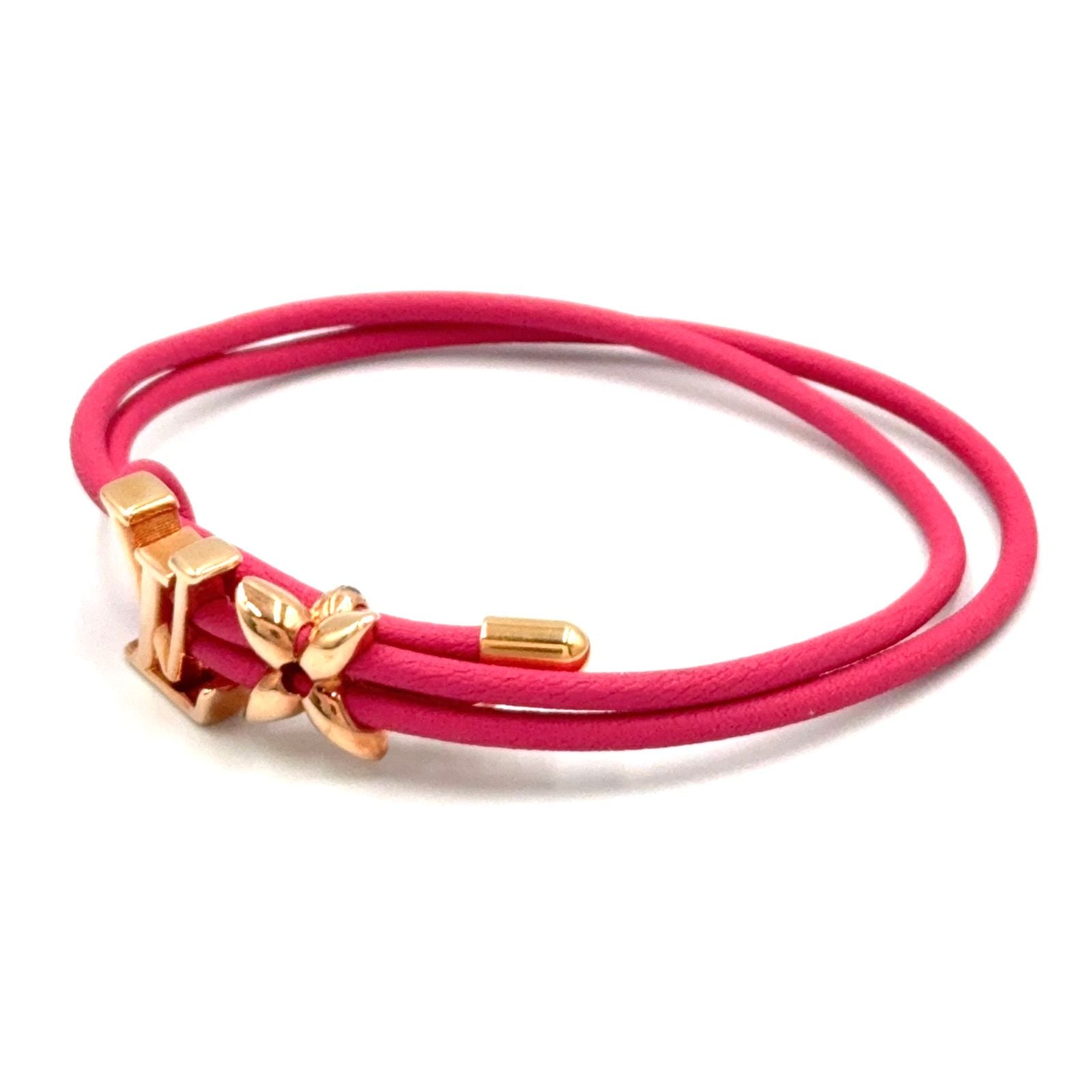 Louis Vuitton LV Blue Leather Metal Pink Bracelet Gold — view 2