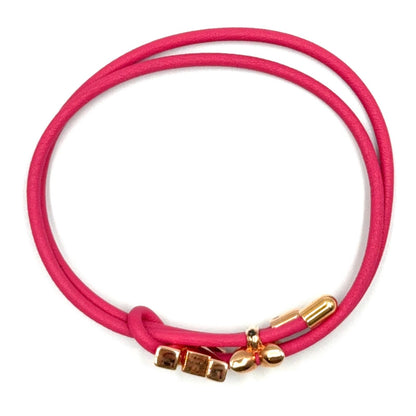 Louis Vuitton LV Blue Leather Metal Pink Bracelet Gold — view 3
