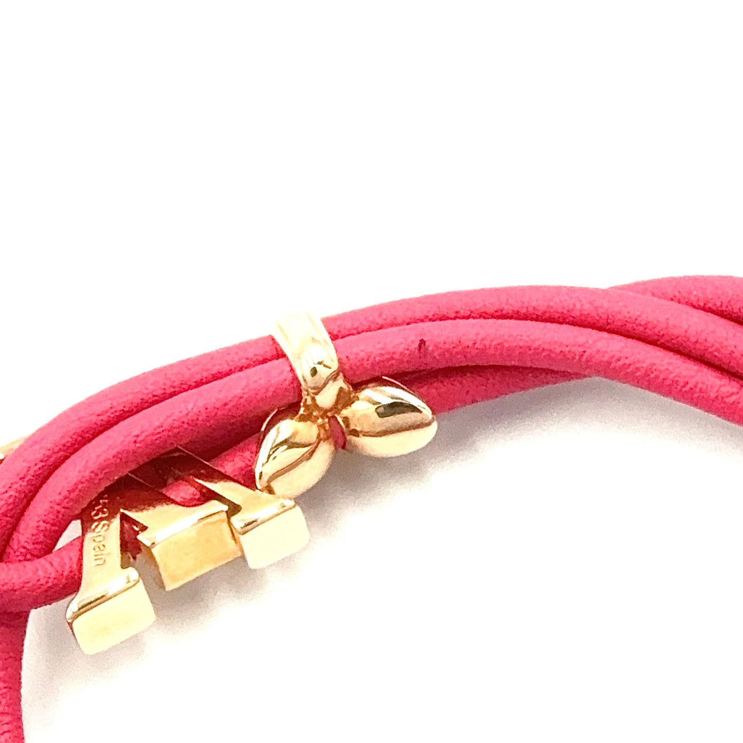 Louis Vuitton LV Blue Leather Metal Pink Bracelet Gold — view 8