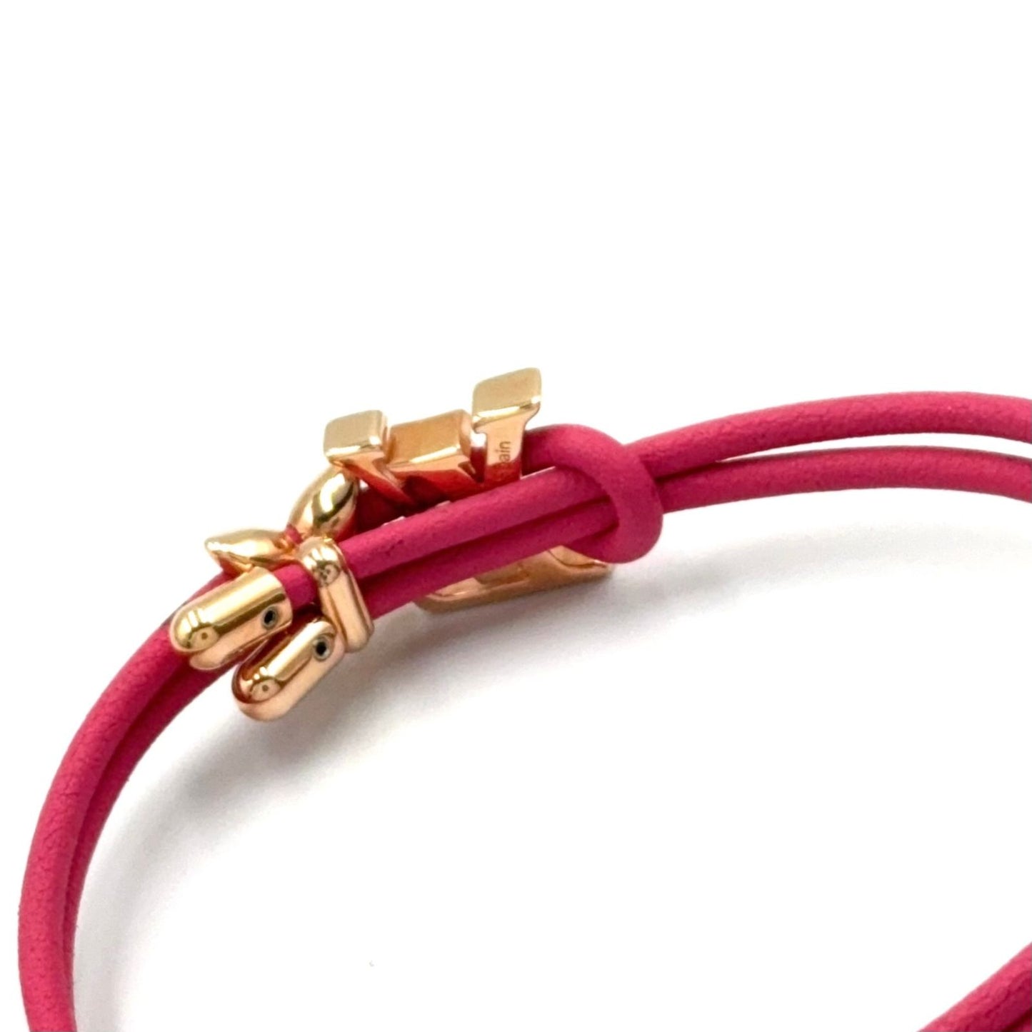 Louis Vuitton LV Blue Leather Metal Pink Bracelet Gold — view 5