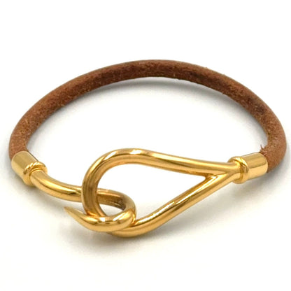 Hermes Jumbo Leather Metal Gold Brown Bracelet