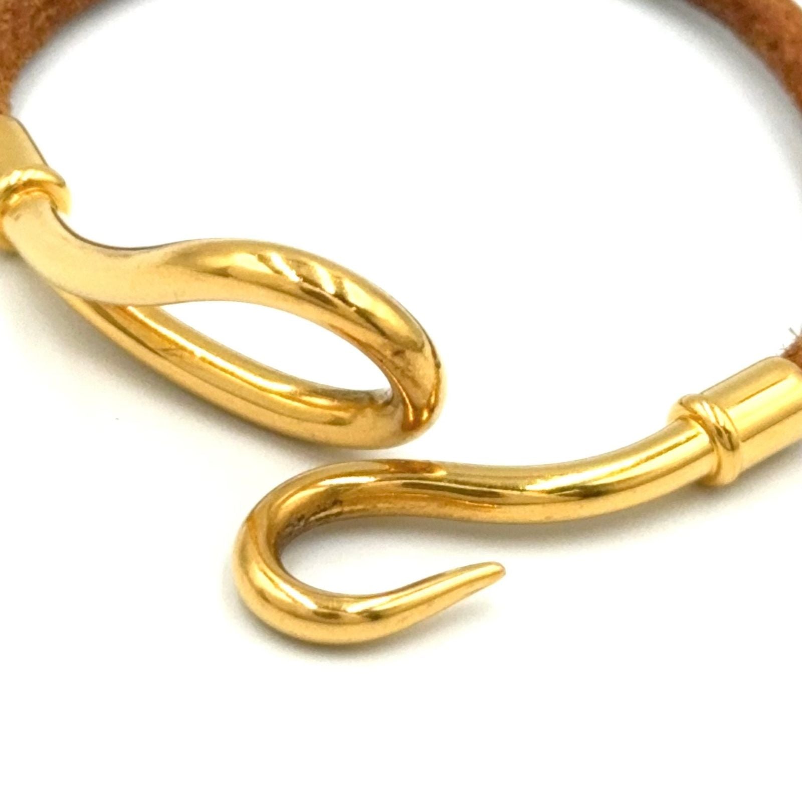 Hermes Jumbo Leather Metal Gold Brown Bracelet — view 6