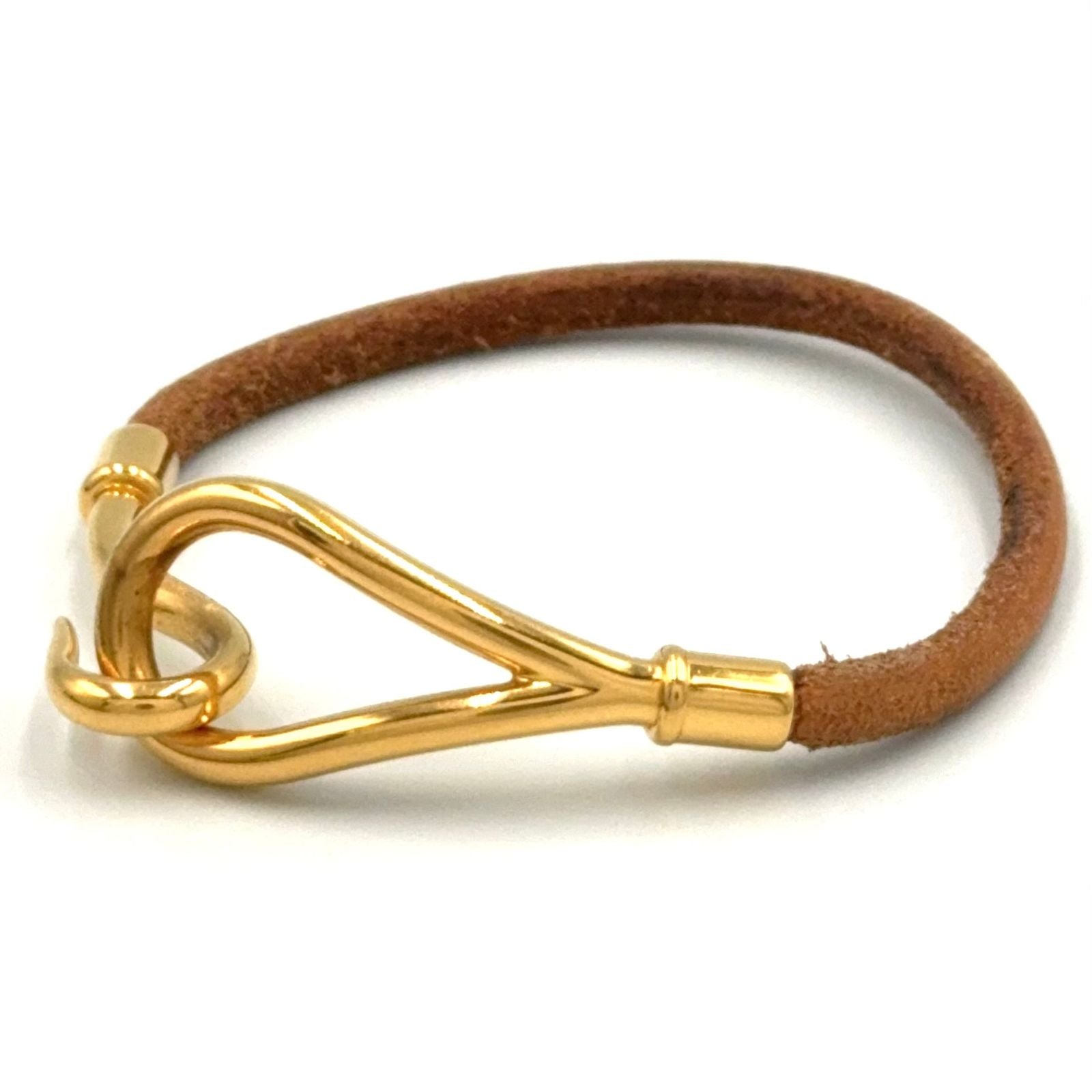 Hermes Jumbo Leather Metal Gold Brown Bracelet — view 2