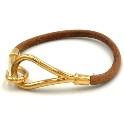 Hermes Jumbo Leather Metal Gold Brown Bracelet — view 2