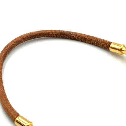 Hermes Jumbo Leather Metal Gold Brown Bracelet — view 9