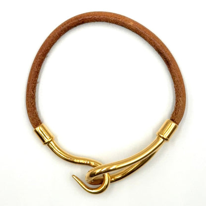 Hermes Jumbo Leather Metal Gold Brown Bracelet — view 3