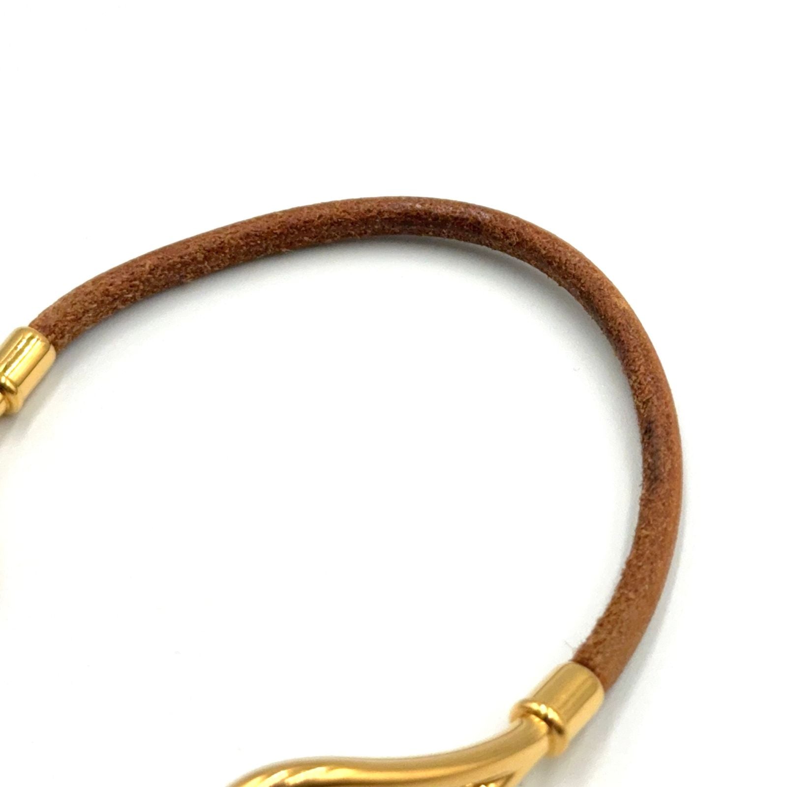 Hermes Jumbo Leather Metal Gold Brown Bracelet — view 8