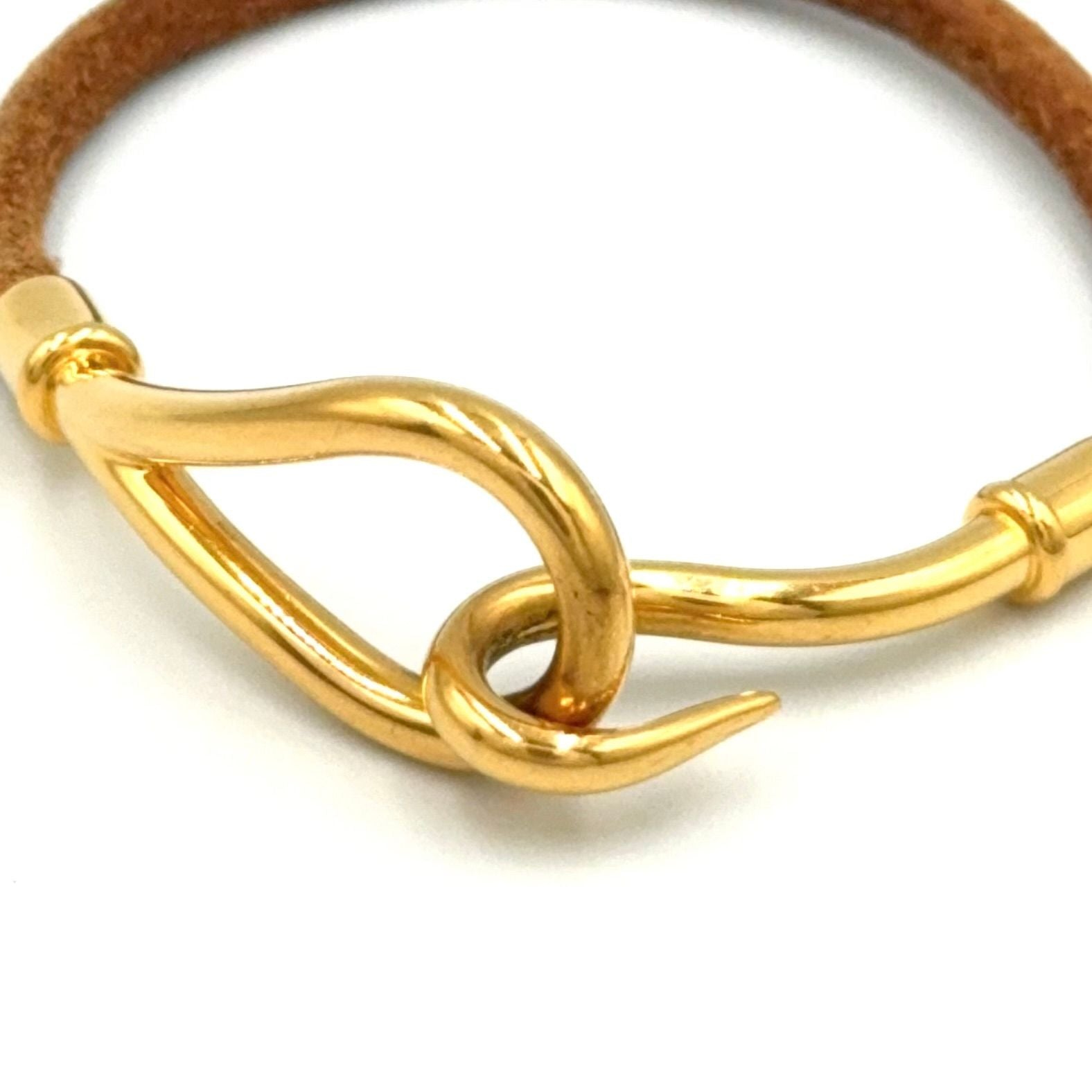 Hermes Jumbo Leather Metal Gold Brown Bracelet — view 5