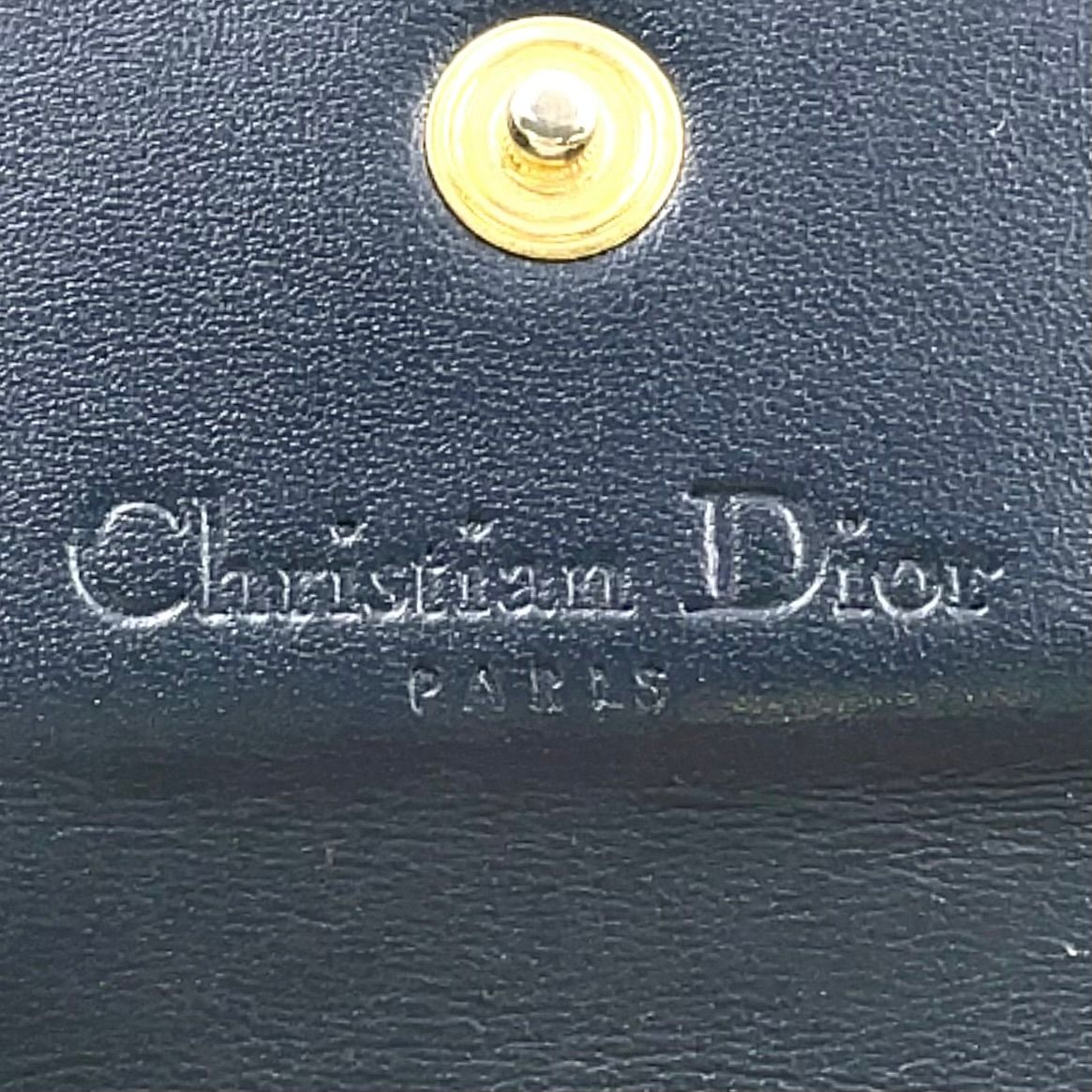 Dior Trotter Saddle Pouch Leather Canvas Navy Coin Case Gold — view 4