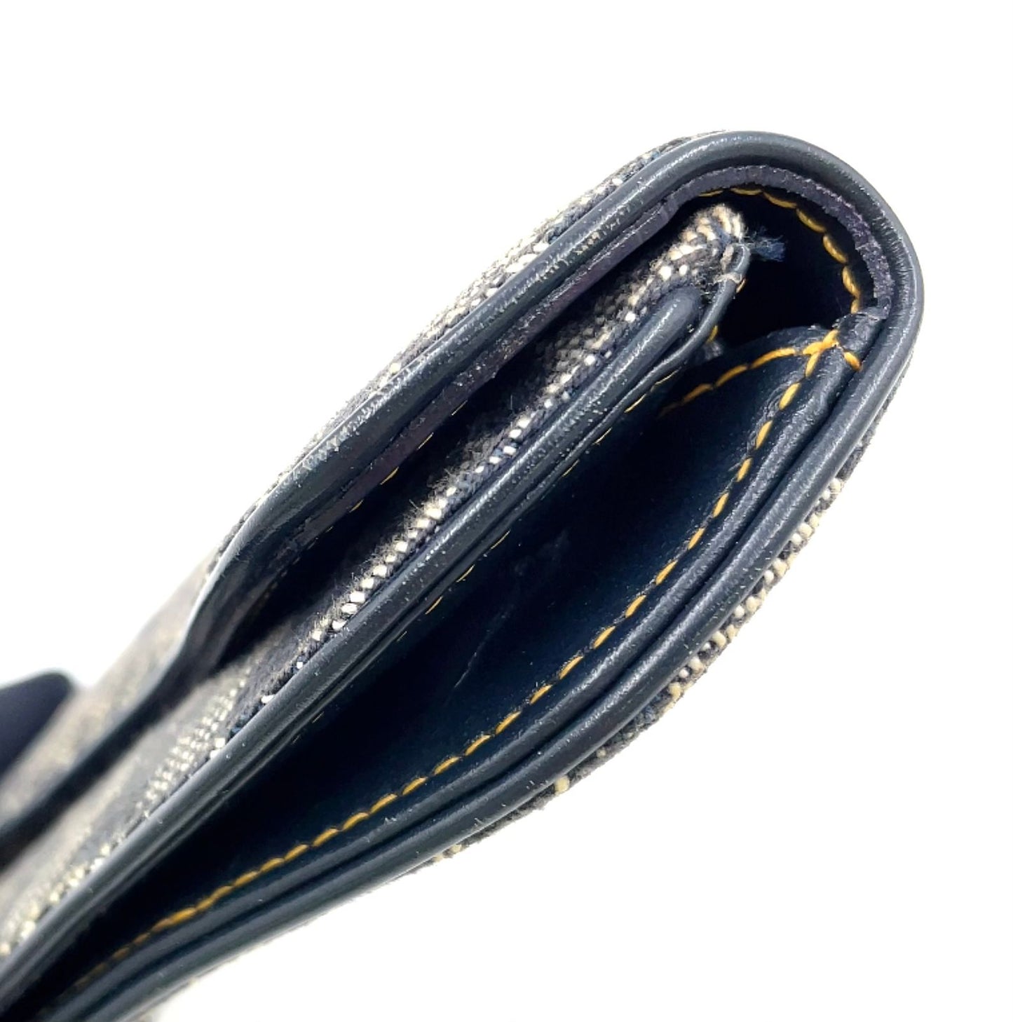 Dior Trotter Saddle Pouch Leather Canvas Navy Coin Case Gold — view 9