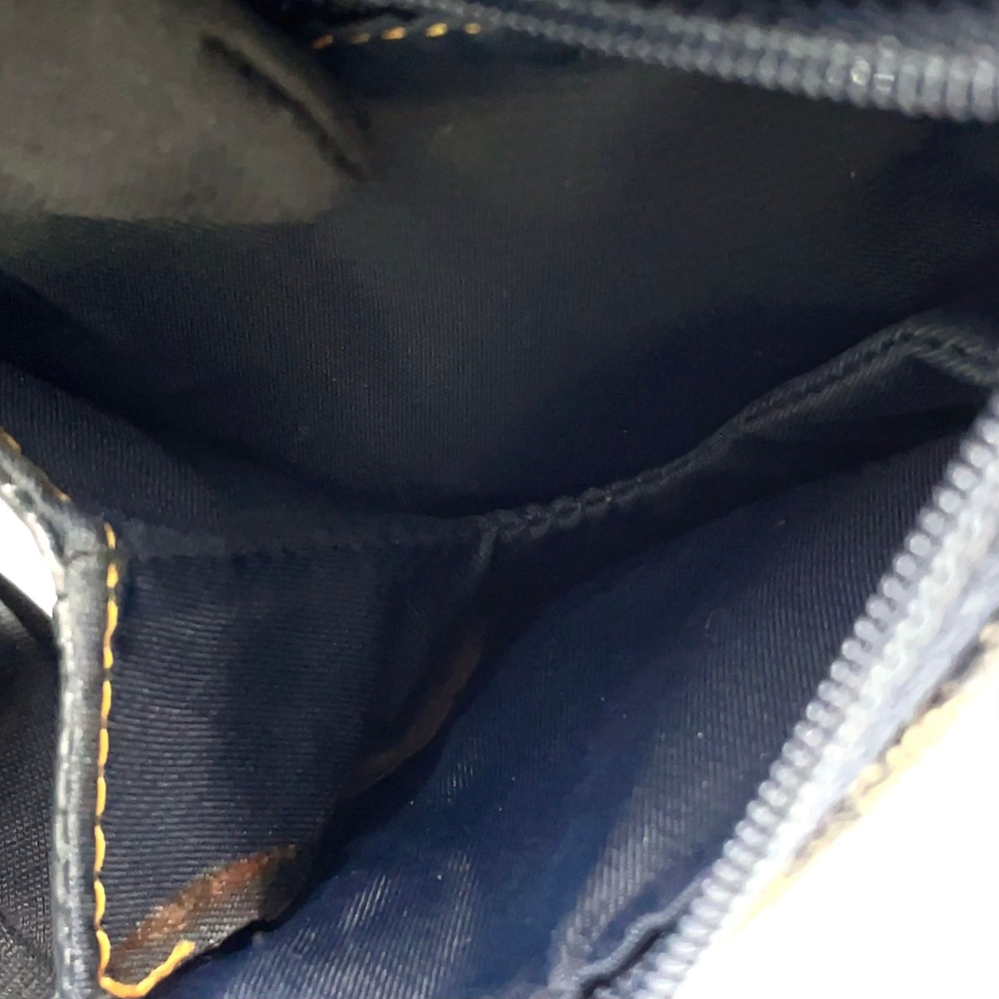 Dior Trotter Saddle Pouch Leather Canvas Navy Coin Case Gold — view 5