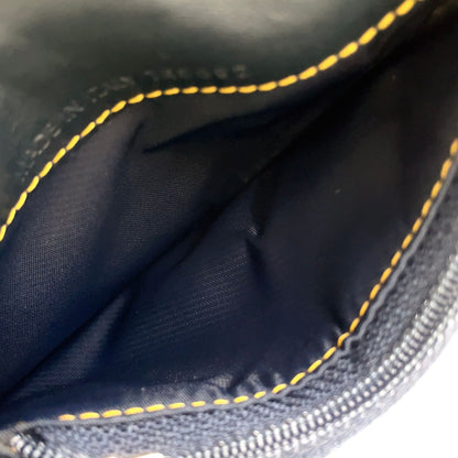 Dior Trotter Saddle Pouch Leather Canvas Navy Coin Case Gold — view 6