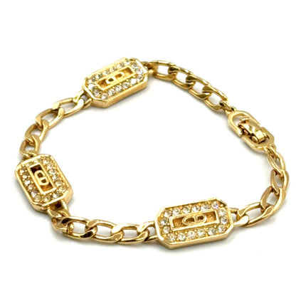 Dior CD Logo Color Stone Clear Gold Bracelet — view 2