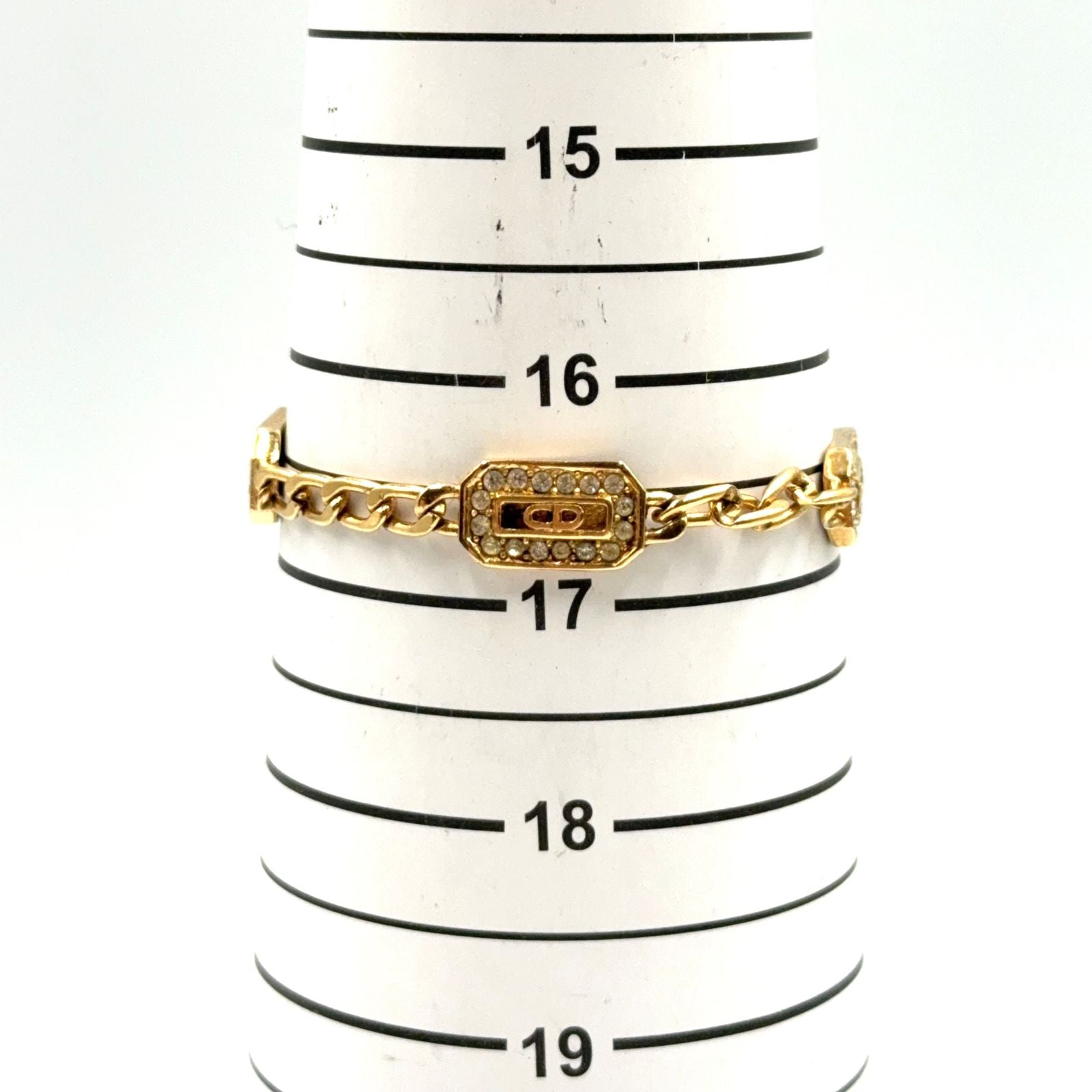 Dior CD Logo Color Stone Clear Gold Bracelet — view 9