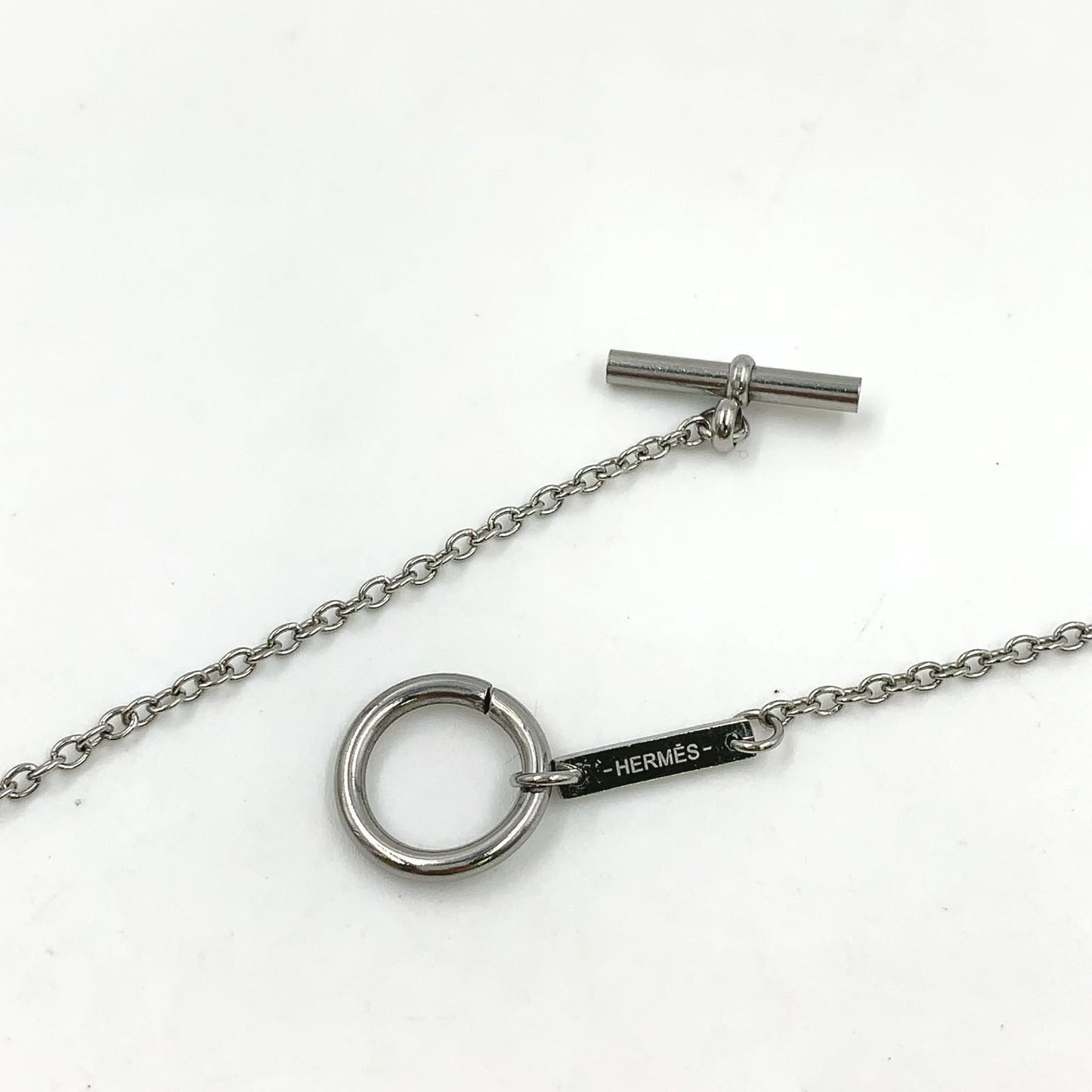 Hermes Cal Zel Buffalo Horn Metal Lacquer Silver Black Necklace — view 8