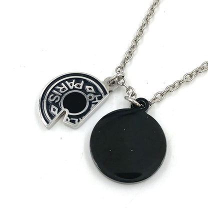Hermes Cal Zel Buffalo Horn Metal Lacquer Silver Black Necklace — view 9