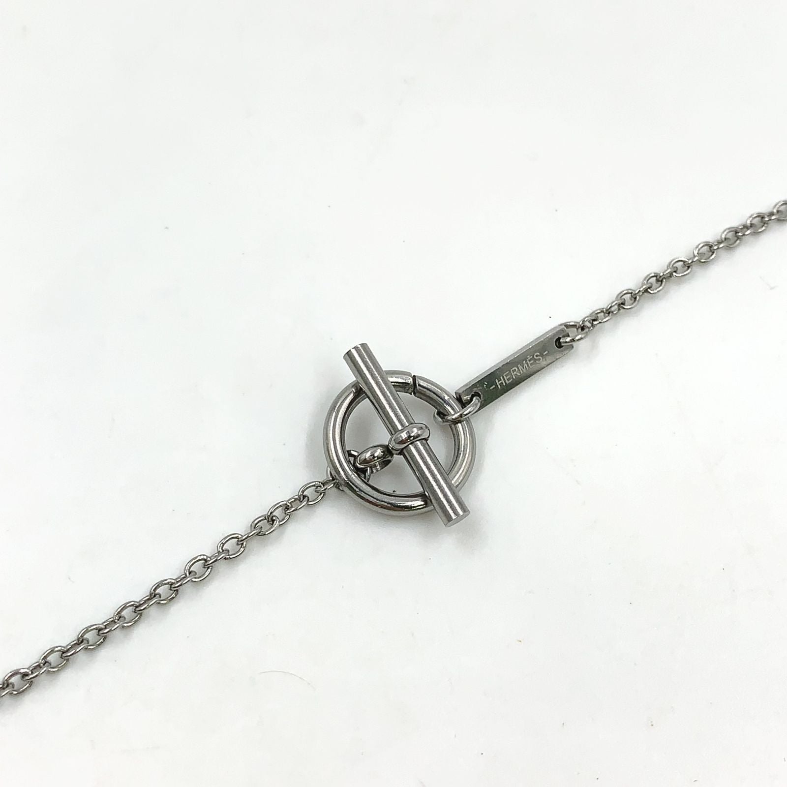 Hermes Cal Zel Buffalo Horn Metal Lacquer Silver Black Necklace — view 7