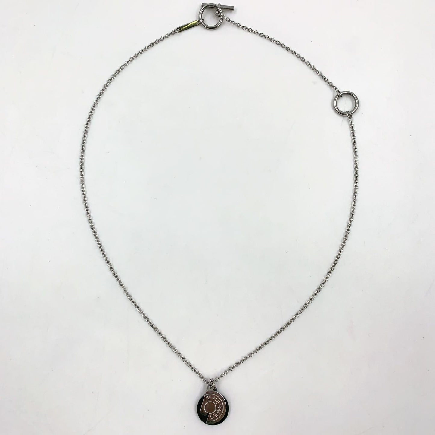 Hermes Cal Zel Buffalo Horn Metal Lacquer Silver Black Necklace — view 3