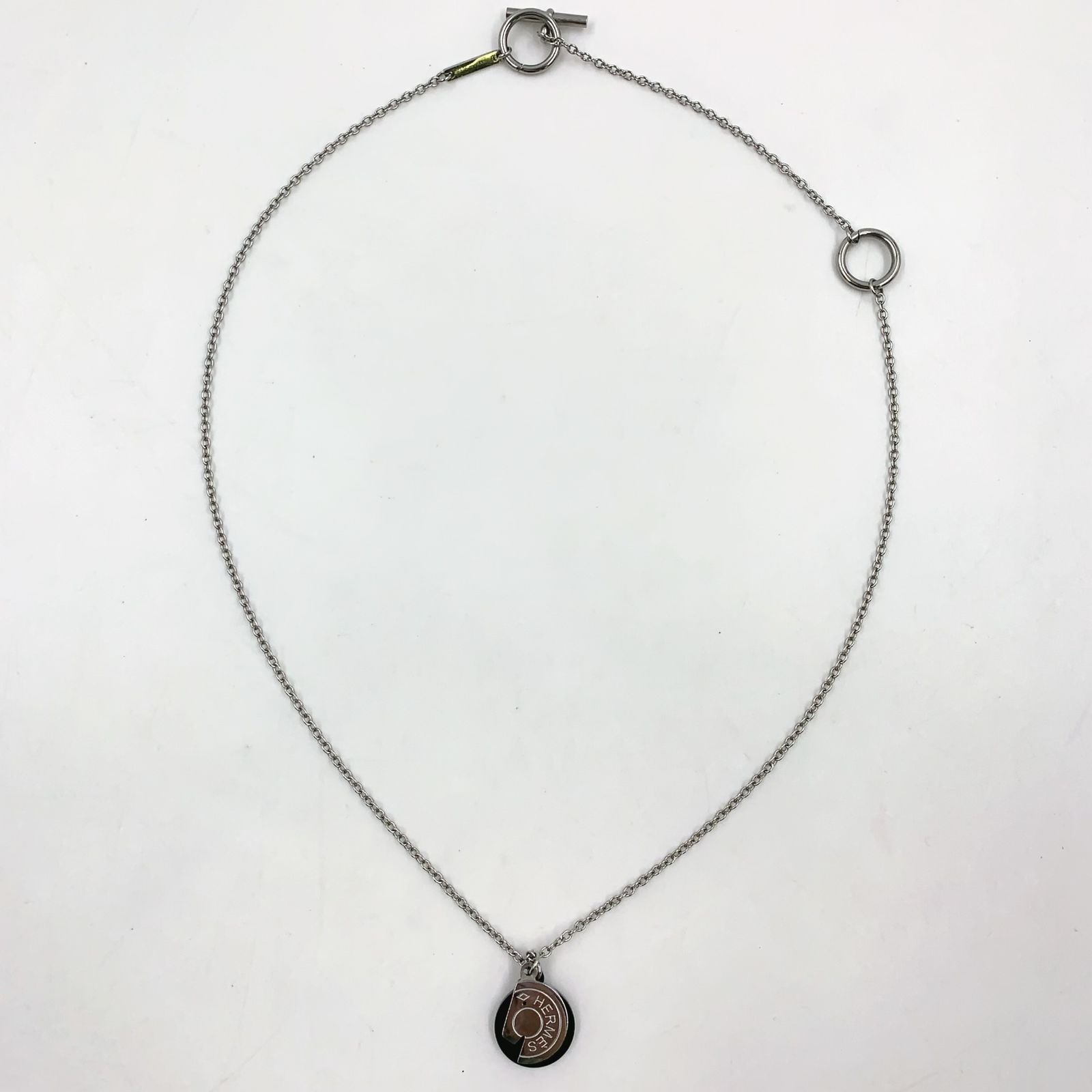 Hermes Cal Zel Buffalo Horn Metal Lacquer Silver Black Necklace — view 3