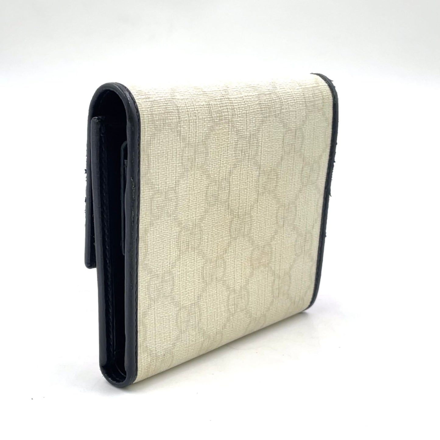 Gucci GG Pattern Leather Black White Trifold Wallet Silver — view 2