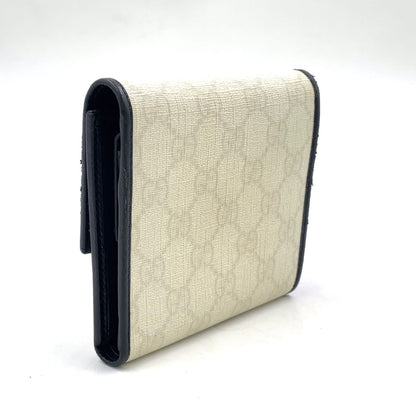 Gucci GG Pattern Leather Black White Trifold Wallet Silver — view 2