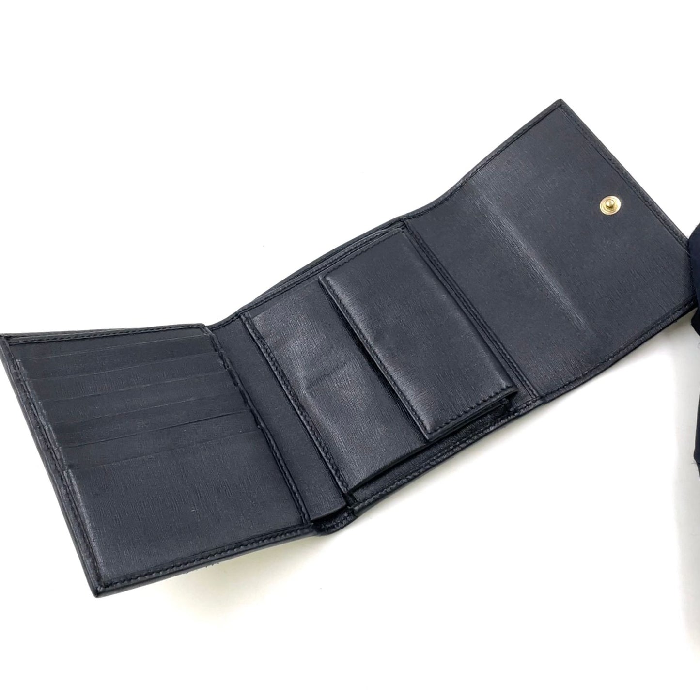 Gucci GG Pattern Leather Black White Trifold Wallet Silver — view 3