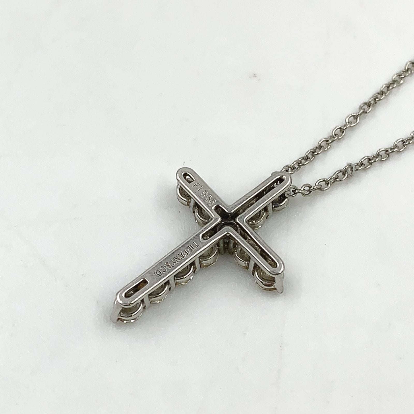 Tiffany & Co Diamond Cross Platinum Necklace — view 2