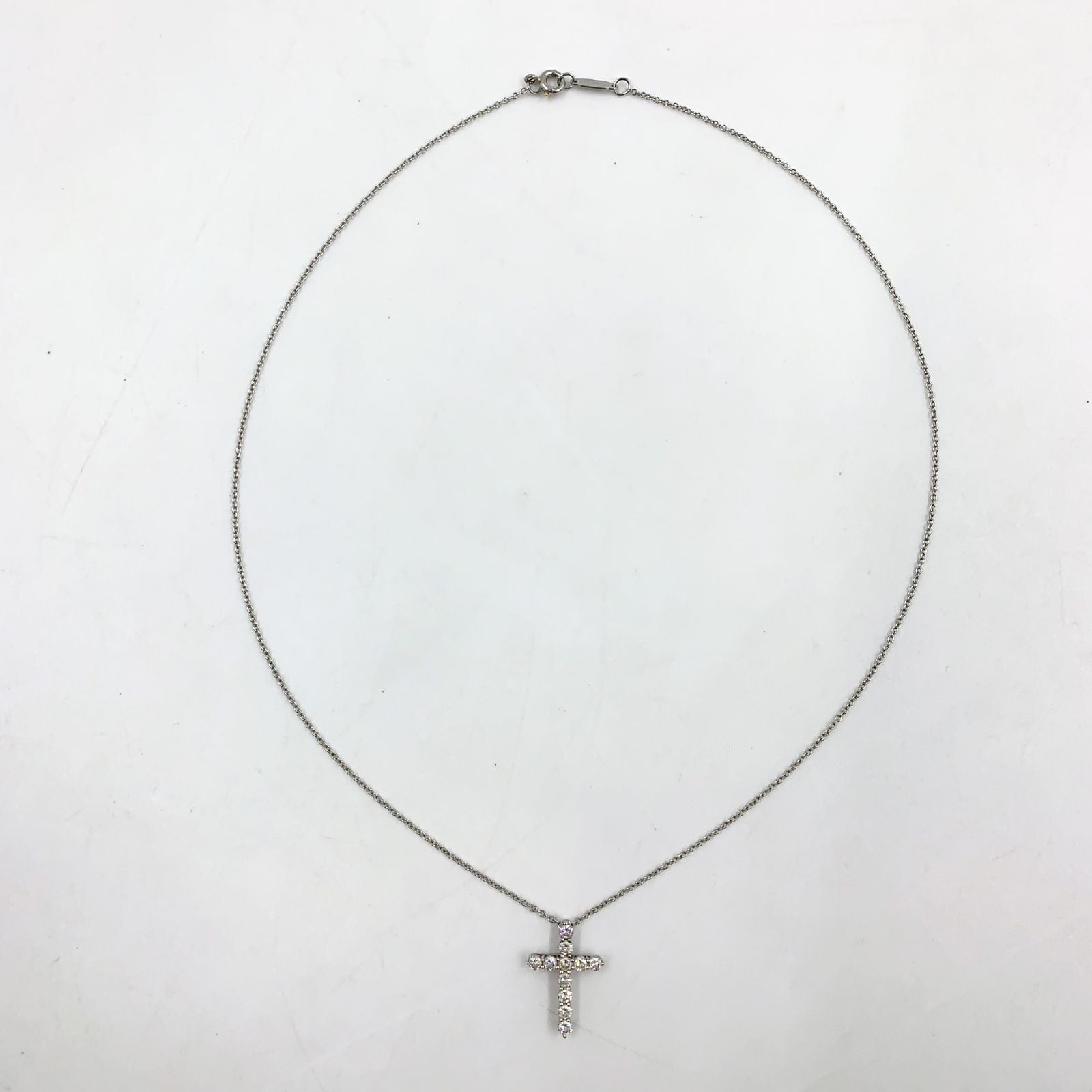 Tiffany & Co Diamond Cross Platinum Necklace — view 3