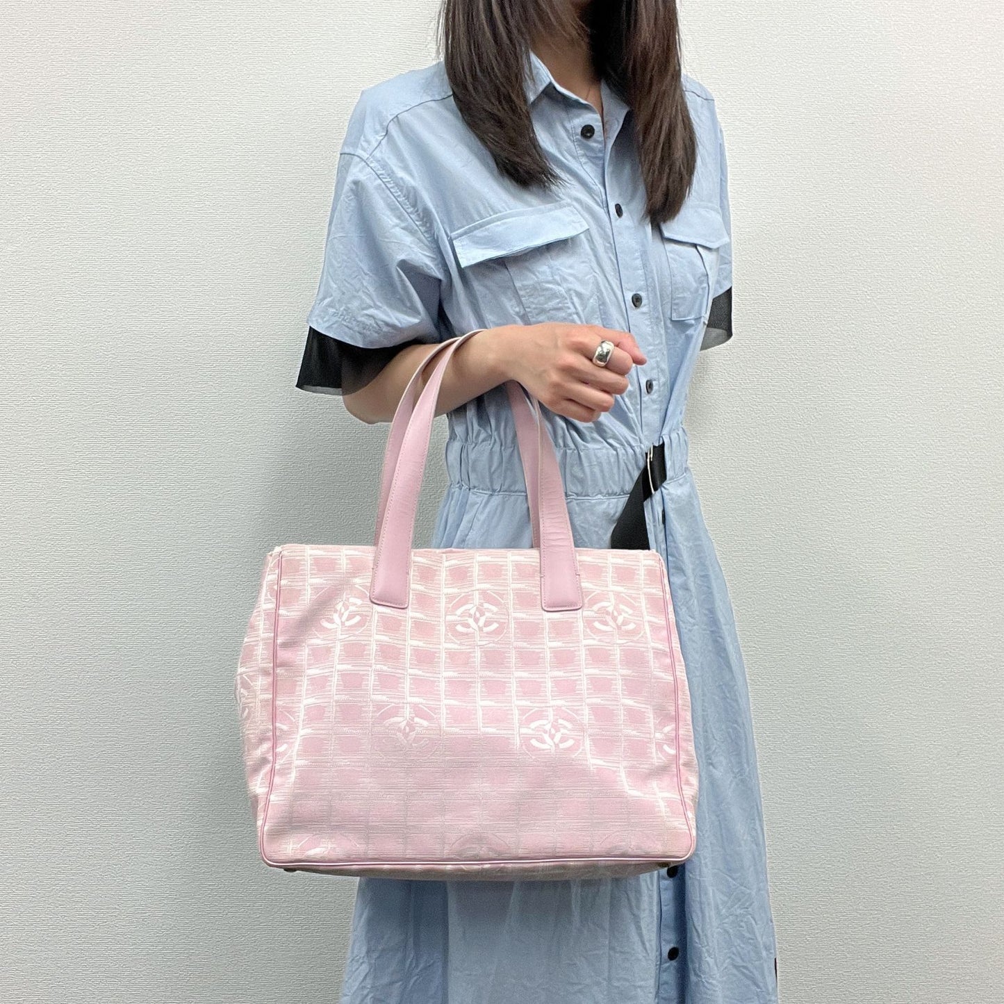Chanel CC Logo New Travel Tote Pink Nylon Vintage