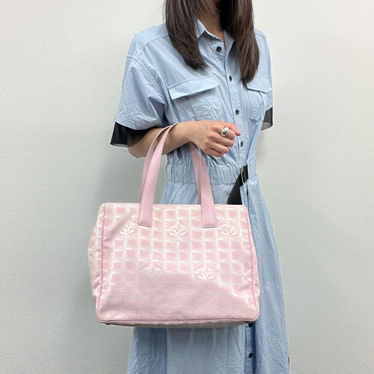 Chanel CC Logo New Travel Tote Pink Nylon Vintage