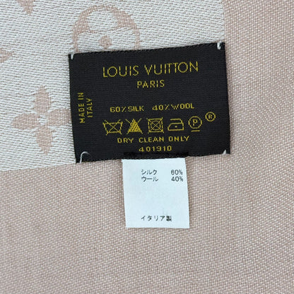 Louis Vuitton Shawl Monogram Pink Silk Wool Vintage Scarf — view 8