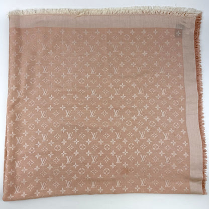 Louis Vuitton Shawl Monogram Pink Silk Wool Vintage Scarf — view 4