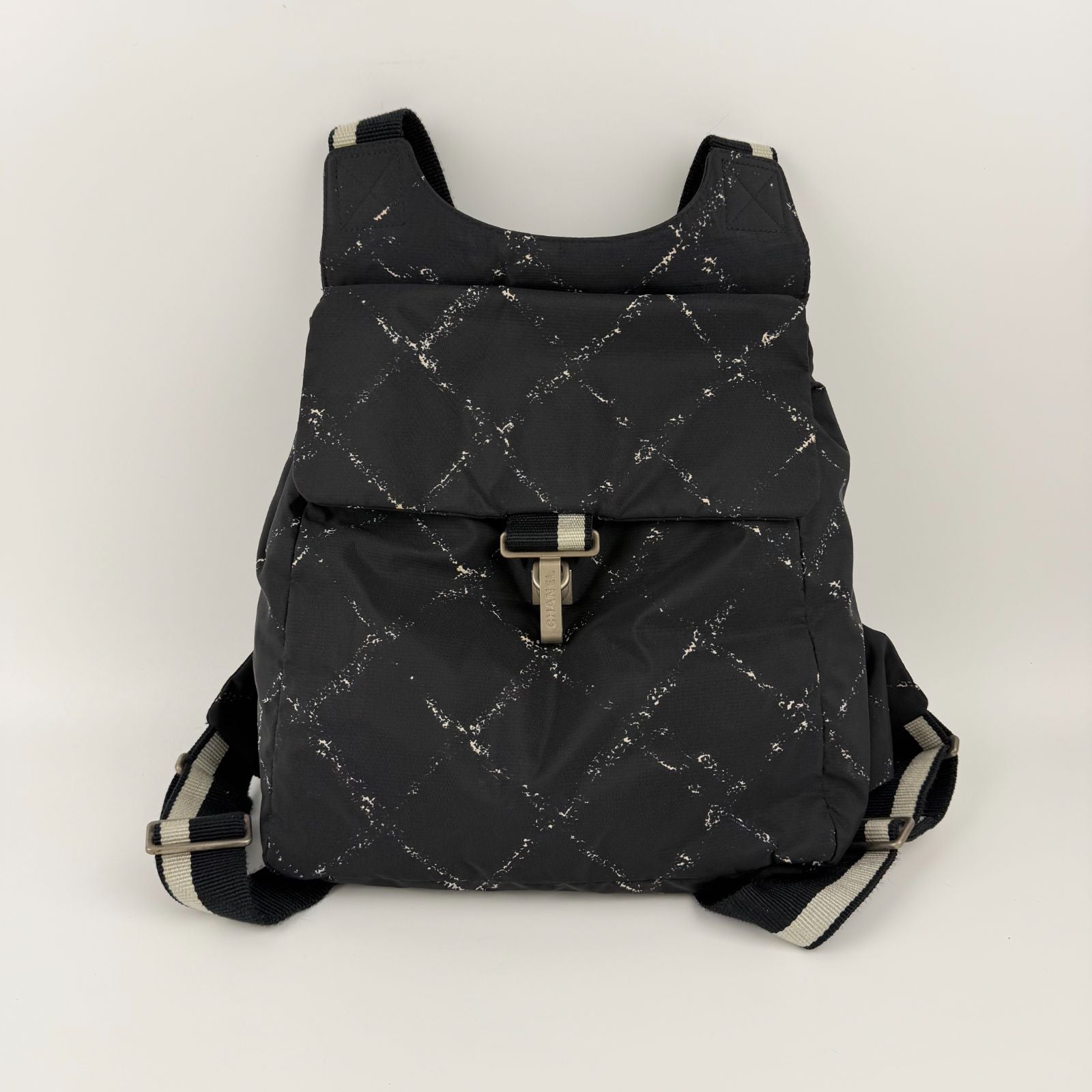 Chanel CC Logo Vintage Travel Line Backpack Black Nylon — view 2