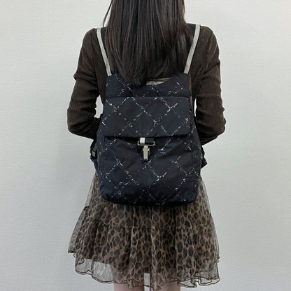 Chanel CC Logo Vintage Travel Line Backpack Black Nylon