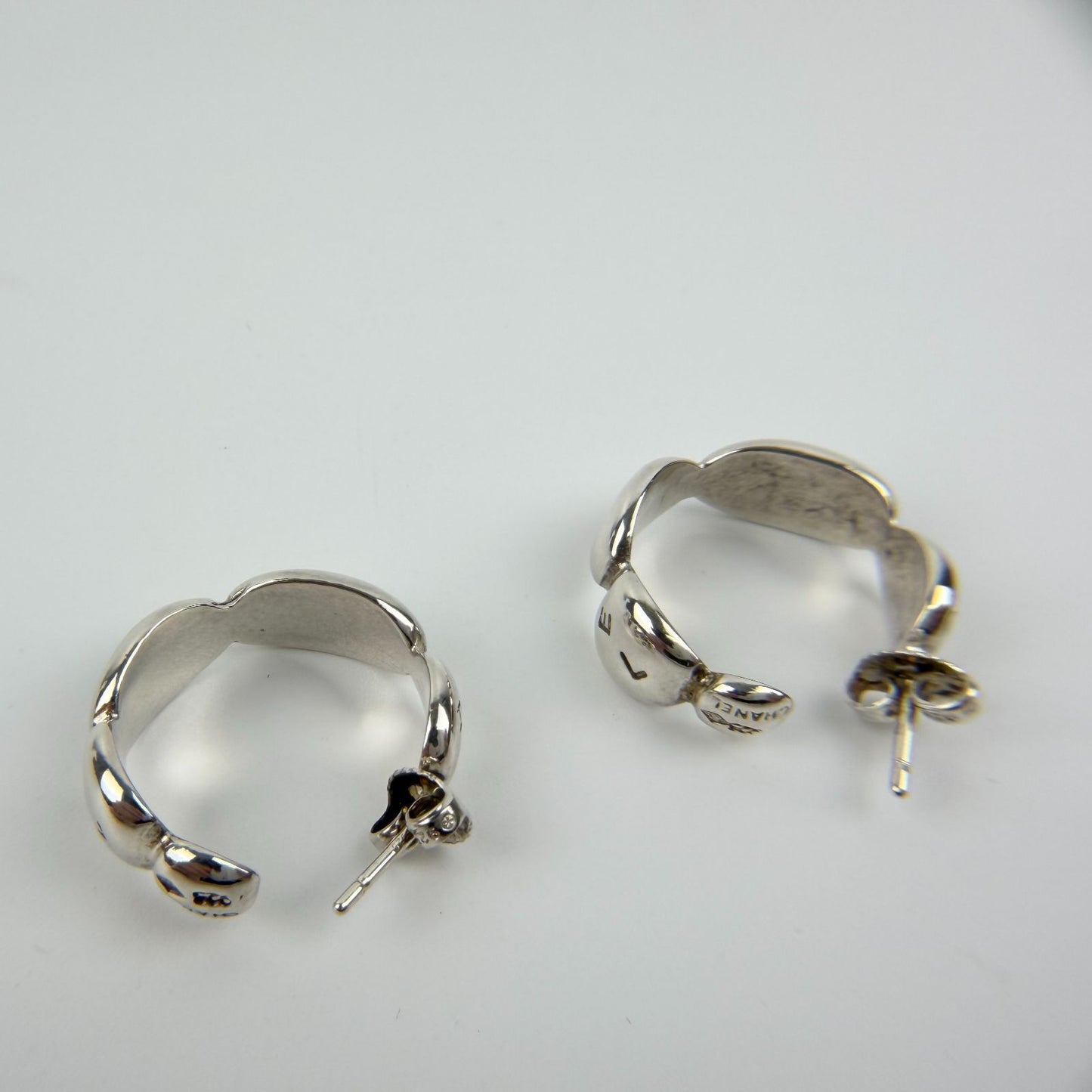 Chanel CC Logo Earrings 925 Sterling Silver Vintage — view 7