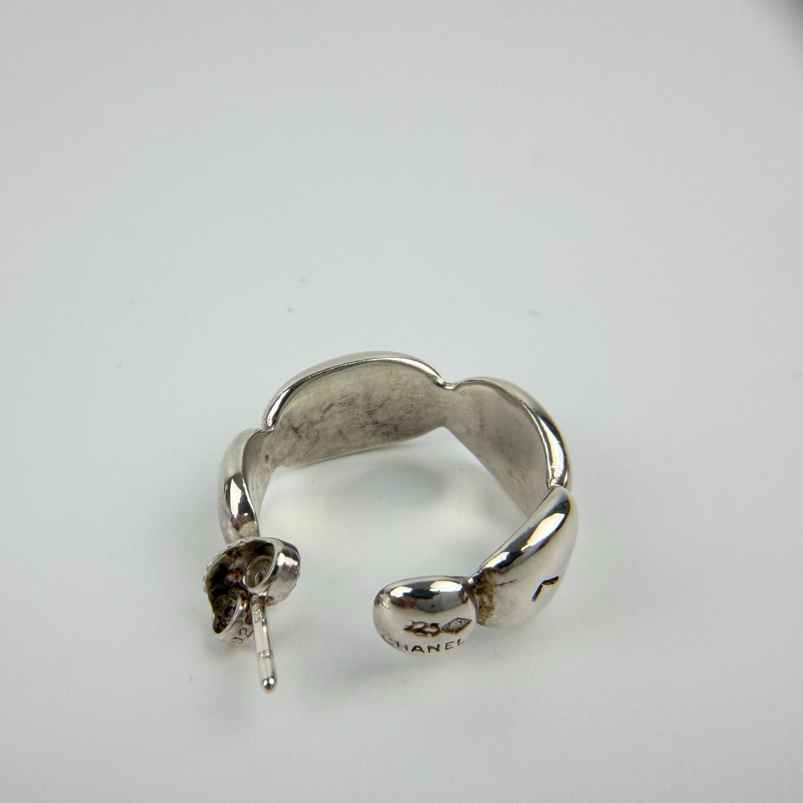 Chanel CC Logo Earrings 925 Sterling Silver Vintage — view 9