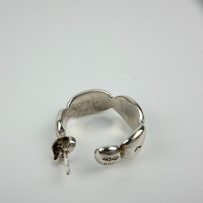 Chanel CC Logo Earrings 925 Sterling Silver Vintage — view 9