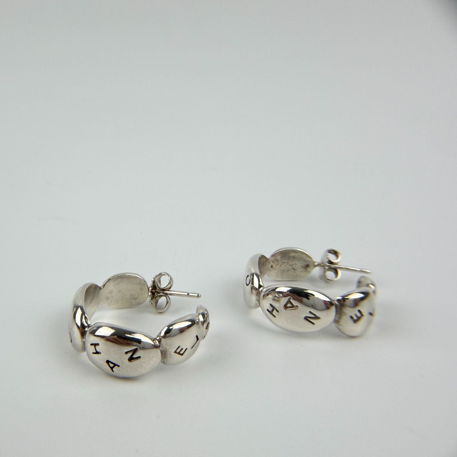 Chanel CC Logo Earrings 925 Sterling Silver Vintage — view 6