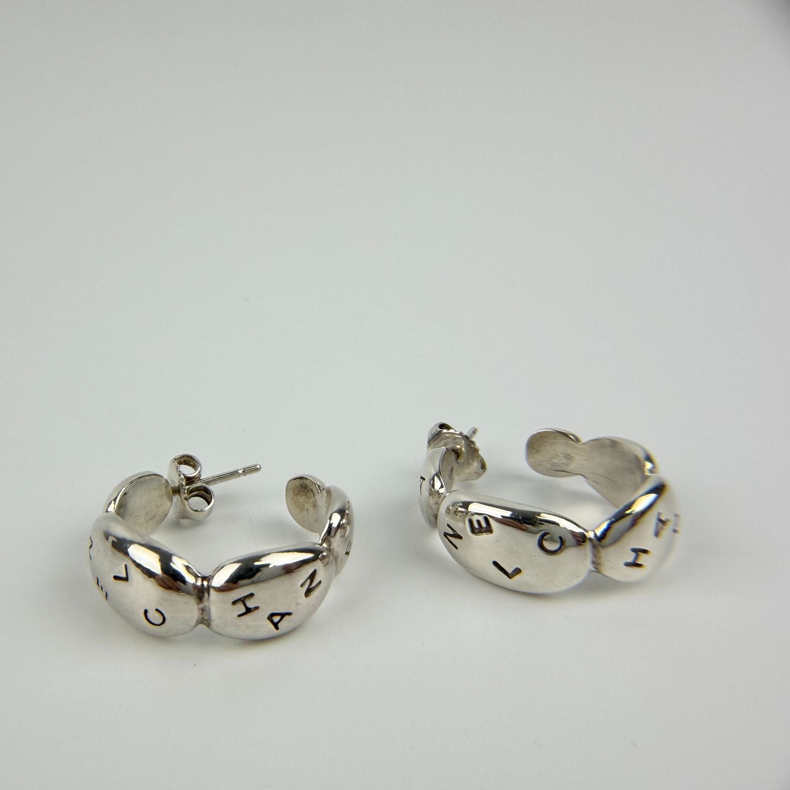 Chanel CC Logo Earrings 925 Sterling Silver Vintage — view 4