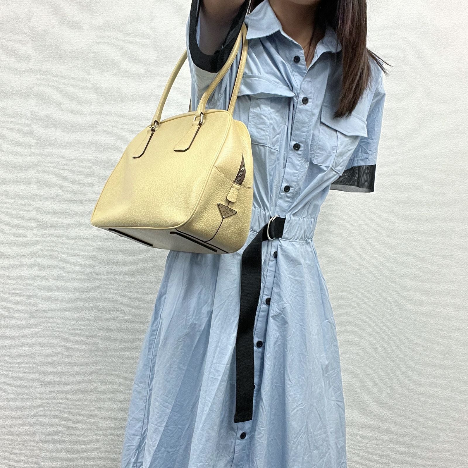 Prada Tote Yellow Leather Vintage