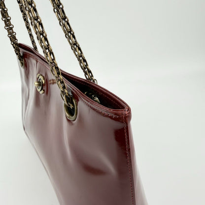 Chanel CC Logo Chain Shoulder Bag Crossbody Red Enamel Vintage — view 6