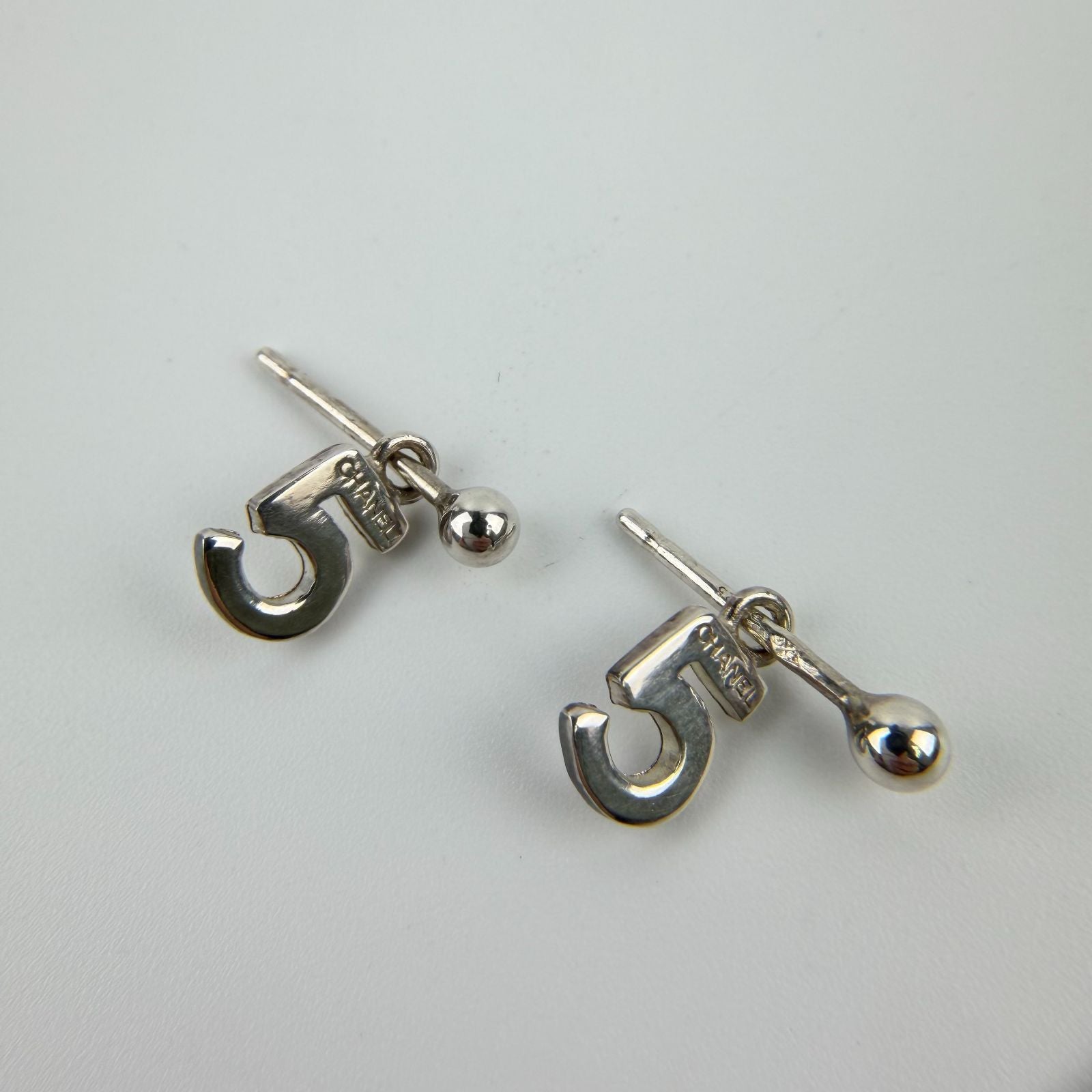Chanel CC Logo Earrings 925 Sterling Silver Vintage — view 4
