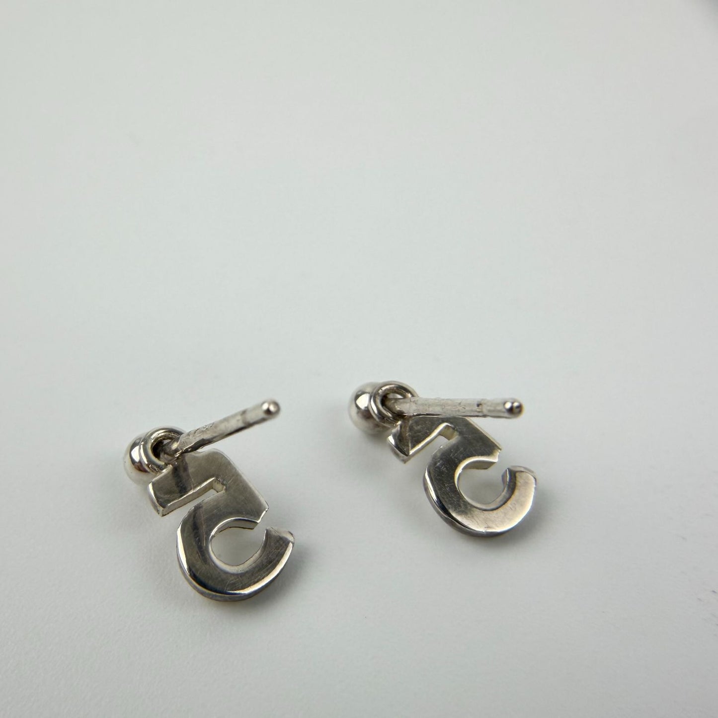 Chanel CC Logo Earrings 925 Sterling Silver Vintage — view 5