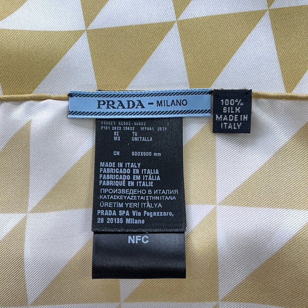 Prada Scarf White Gold Triangle Logo — view 2