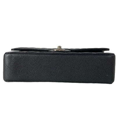 Chanel Shoulder Bag Double Flap Quilted Black Chain Silver — view 5