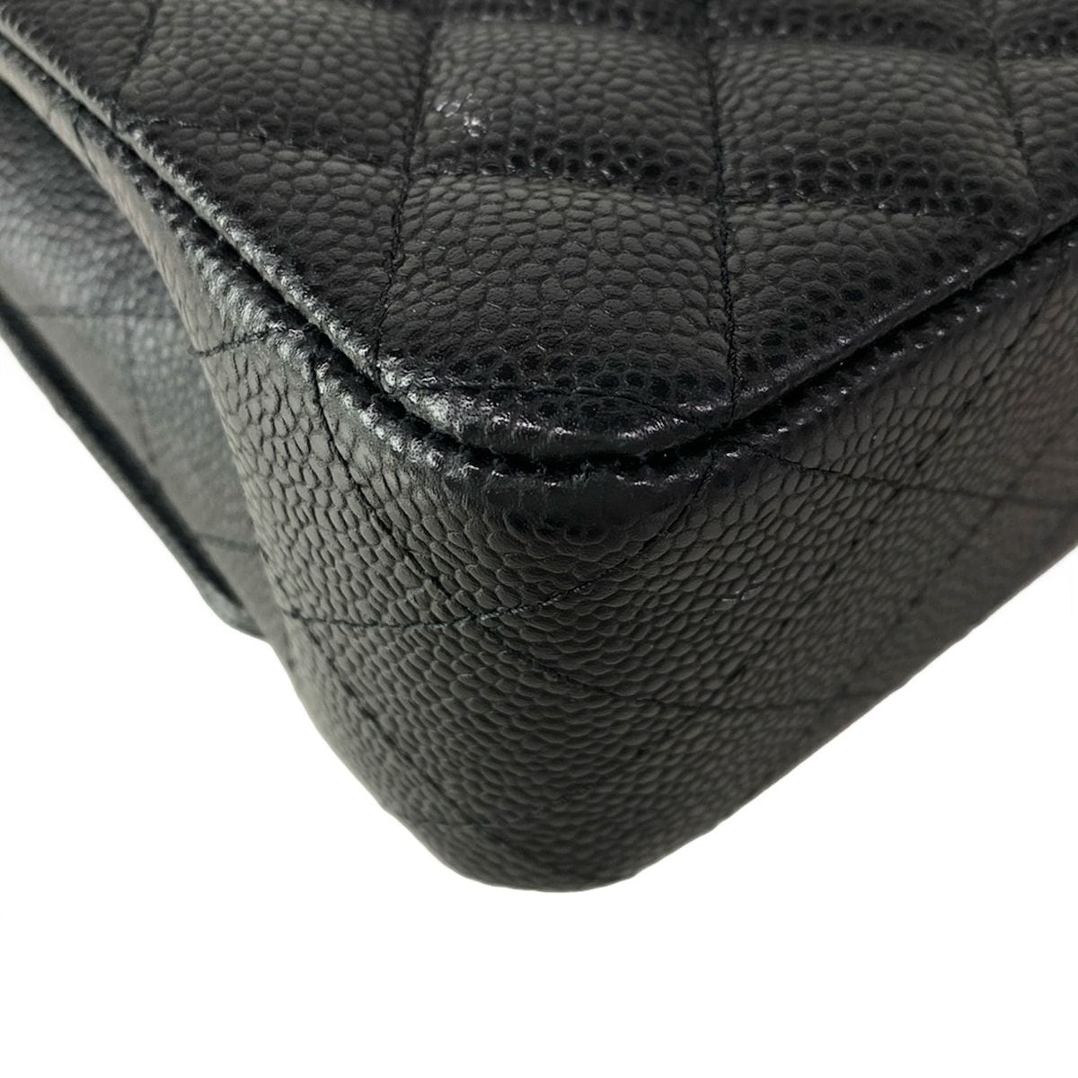 Chanel Shoulder Bag Double Flap Quilted Black Chain Silver — view 9