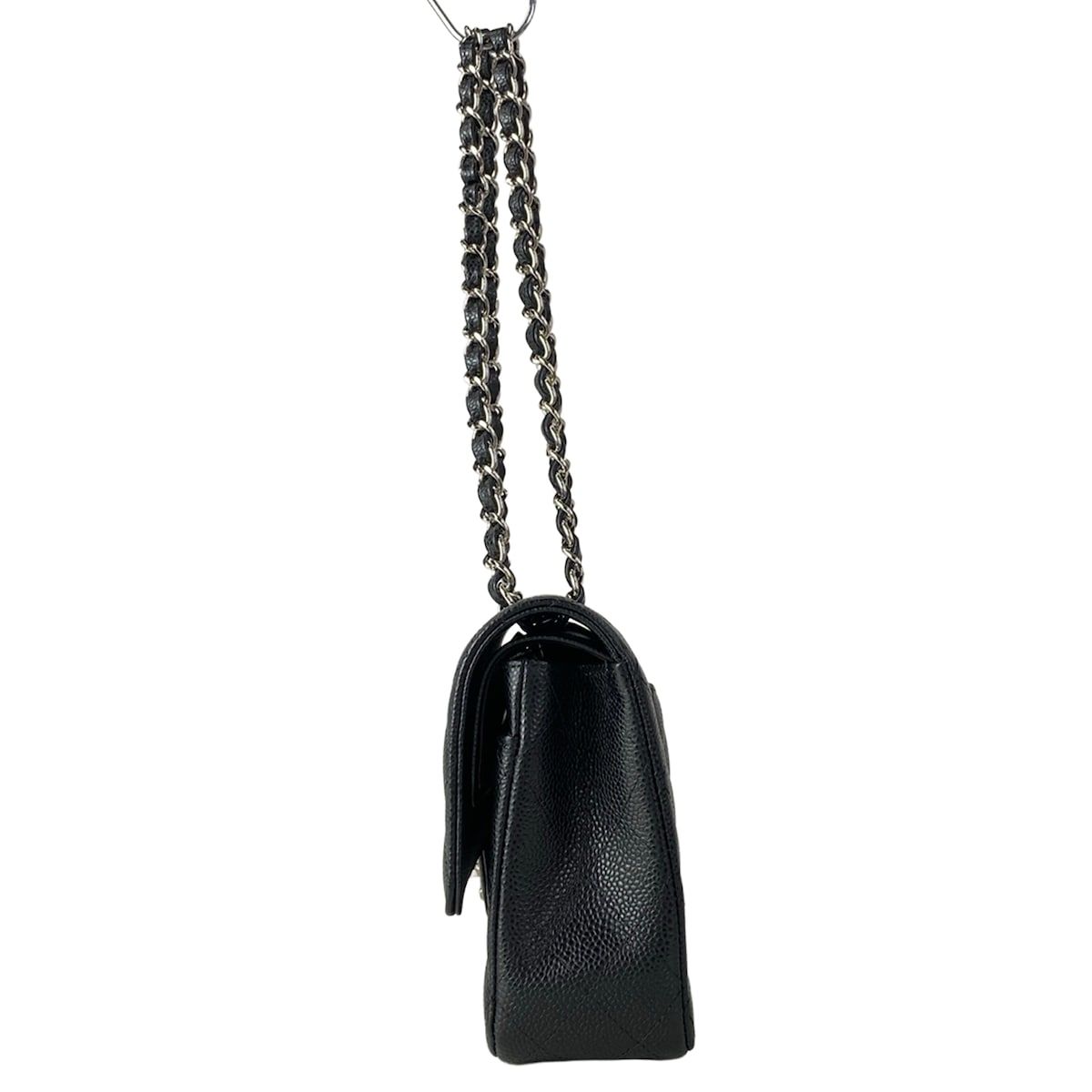 Chanel Shoulder Bag Double Flap Quilted Black Chain Silver — view 4